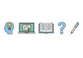 Set of Icons Representing Education, Learning, and Knowledge Acquisition Royalty Free Stock Photo