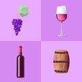Set of Icons on Purple on Vector Illustration Royalty Free Stock Photo