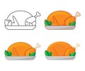 Set of icons of roasted chicken.