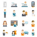 Set icons salesman flat