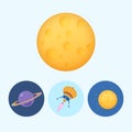 Set icons with saturn, spaceship, moon Royalty Free Stock Photo