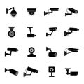 Set of icons of security camera, vector illustration Royalty Free Stock Photo