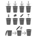 Set icons separate recycling. Vector on white background. Royalty Free Stock Photo