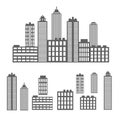 Set of icons from the silhouette of a big city Royalty Free Stock Photo