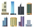 Set of icons skyscrapers.Buildings and modern city houses,flat illustration Royalty Free Stock Photo