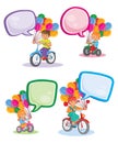 Set icons small children on bicycles Royalty Free Stock Photo