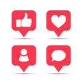 Set of icons for social network. Likes, friends and comments piktogram Royalty Free Stock Photo