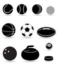 Set icons sport balls black silhouette vector illu Royalty Free Stock Photo