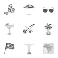 Set of icons on the subject of Brazil. Brazilian national attractions. Brazil country Aicon in set collection on