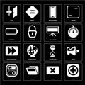Set of Add, Close, Switch, Hourglass, Fast forward, Television,