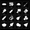 Set of Pizza, Coconut, Pasta, Pear, Mustard, Seeds, Grinder, Jelly, Pie icons