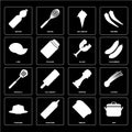 Set of Pot, Bread, Pudding, Pepper, Spatula, Glass, Lime, Ice cr