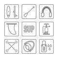 set icons sup surfing