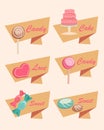 Set of Icons for Sweet, Candy, Cake and Love