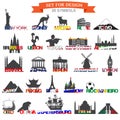 Set of icons symbols world capitals