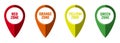 Set icons, tags to indicate important places on map, design flat style vector illustration, isolated on white Royalty Free Stock Photo