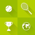 Set of icons for tennis. Flat style. Vector illustration