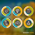 Set of icons on a theme of autumn on a background of defocused a Royalty Free Stock Photo