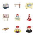 A set of icons on the theme of construction and architects. Builders, architects, and subjects for construction