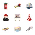 A set of icons on the theme of construction and architects. Builders, architects, and subjects for construction