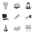 A set of icons on the theme of construction and architects. Builders, architects, and subjects for construction