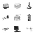 A set of icons on the theme of construction and architects. Builders, architects, and subjects for construction