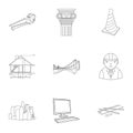 A set of icons on the theme of construction and architects. Builders, architects, and subjects for construction