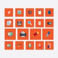 Set of icons on a theme design orange