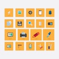 Set of icons on the theme of design with shadow light orange