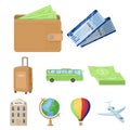 Set of icons on the theme of rest. Travel abroad. Rest ang travel icon in set collection on cartoon style vector symbol