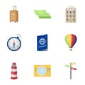 Set of icons on the theme of rest. Travel abroad. Rest ang travel icon in set collection on cartoon style vector symbol