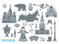 Set of icons on the theme of Russia