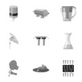 Set of icons on the theme of water. Water is the most important in the world. water filtration icon in set collection on
