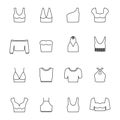 Set of icons of trendy crop tops, vector illustration