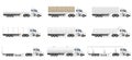 Set icons trucks semi trailer vector illustration