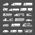 Set icons of trucks, trailers and vehicles