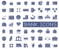 A set of icons used in the banking system. Finance and everything connected with them. Light blue gradient