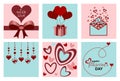 Set of icons for Valentines Day, love the doodle elements. Cute handmade icon set with hearts, letter, gift. Vector Royalty Free Stock Photo