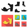 A set of icons on a variety of shoes.Different shoes single icon in black, flat style vector web symbol stock