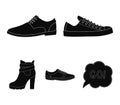 A set of icons on a variety of shoes.Different shoes single icon in black style vector symbol stock web illustration.
