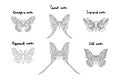 Set of icons of various moth with names on white Royalty Free Stock Photo