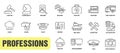 Set of icons of various professions. Profession and career set of icons in thin line style