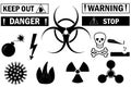 Set of icons and warning signs of danger. Art & Illustration