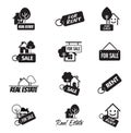 Set icons for web and identity REAL ESTATE and SALE logos. Vector outline Icon Royalty Free Stock Photo