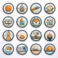 Set of icons for web and mobile applications. Vector illustration in flat design Royalty Free Stock Photo