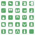 A set of 25 icons of white color on Christmas and New Year