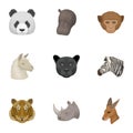 A set of icons of wild animals. Predatory and peaceful wild animals.Realistic animal icon in set collection on cartoon