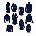 Set of icons of women winter clothes Royalty Free Stock Photo