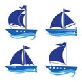 A set of icons of yachts. Decor for your ideas.