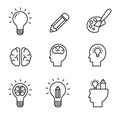 Set of idea and creativity icons with linear style Royalty Free Stock Photo